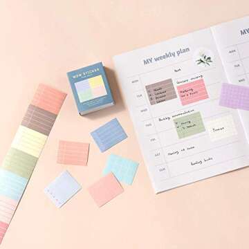 Monolike Wow Sticker Plan ver.1 + ver.2 Set - Mini Size Cute Stickers, Square Stickers