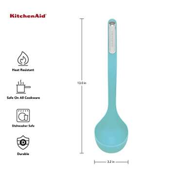 KitchenAid Silicone Ladle, 13 inches, Aqua Sky for All Cooks