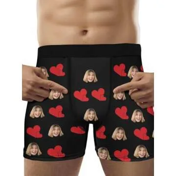 HALOCASHING Customize Boxers with Pictures Customizable Boxers for Men Boyfriend Couples Husband Him Mens Custom Underwear with Photo to Valentines day Birthday Anniversary XS