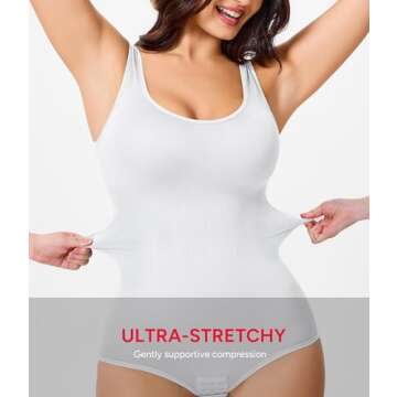 Nebility Women Waist Trainer Bodysuit Slim Full Body Shapewear Seamless Round Neck Jumpsuits Tummy C...