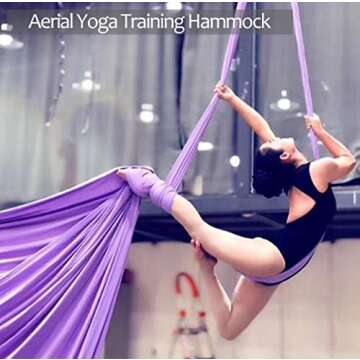Deluxe Aerial Yoga Equipment Set - Hammock, Acrobatic, Dance (10m x 2.8m) - Sky Blue
