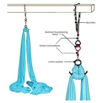 Deluxe Aerial Yoga Equipment Set - Hammock, Acrobatic, Dance (10m x 2.8m) - Sky Blue