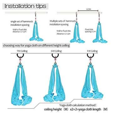 Deluxe Aerial Yoga Equipment Set - Hammock, Acrobatic, Dance (10m x 2.8m) - Sky Blue