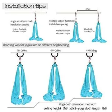 Deluxe Aerial Yoga Equipment Set - Hammock, Acrobatic, Dance (10m x 2.8m) - Sky Blue