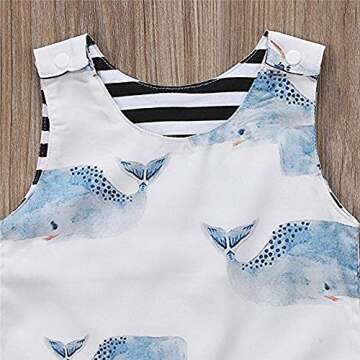 Cute Sleeveless Blue Whales Baby Romper for Boys