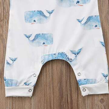 Cute Sleeveless Blue Whales Baby Romper for Boys