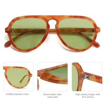 SOJOS Retro Aviator Sunglasses Womens Mens Vintage Plastic Frame Shades Lentes De Sol Para Mujer SJ2255 Yellow