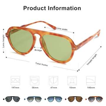 SOJOS Retro Aviator Sunglasses Womens Mens Vintage Plastic Frame Shades Lentes De Sol Para Mujer SJ2255 Yellow