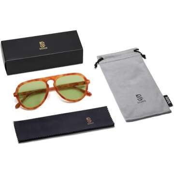 SOJOS Retro Aviator Sunglasses Womens Mens Vintage Plastic Frame Shades Lentes De Sol Para Mujer SJ2255 Yellow
