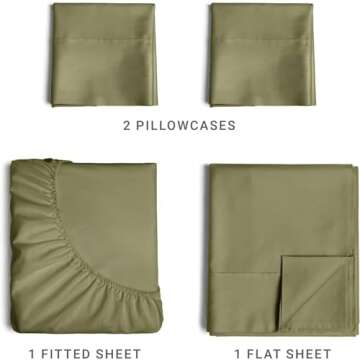 400 Thread Count Cotton Sheet Set - Queen Size 100% Cotton Sheets - Easily Fits 8" to 16" Mattress - Silky-Soft, Wrinkle Free, Breathable, Comfy - Deep Pockets & Hotel Quality Bedding Set - Sage Green
