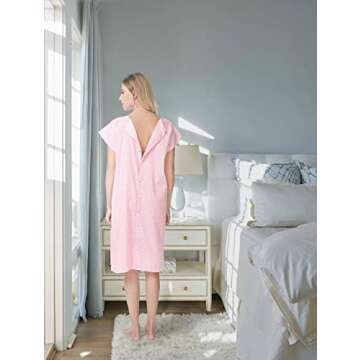 100% Cotton Labor and Delivery Maternity Hospital Nursing Gown Pink S/M