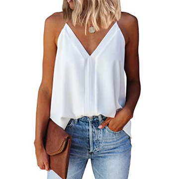 Miduo Womens Tanks Spring Summer Soft Fashion V Neck Strappy Tank Tops Casual Sleeveless Shirts Blou...