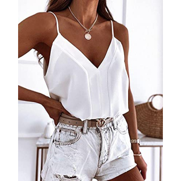 Miduo Women’s Soft Summer V Neck Strappy Tanks