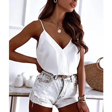 Miduo Women’s Soft Summer V Neck Strappy Tanks