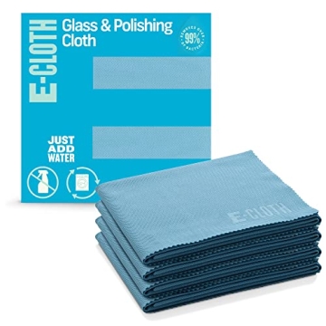 E-Cloth 4-Pack Glass & Polishing Cloth, Sustainable Microfiber Cleaning Cloth Set, Perfect Cleaner f...