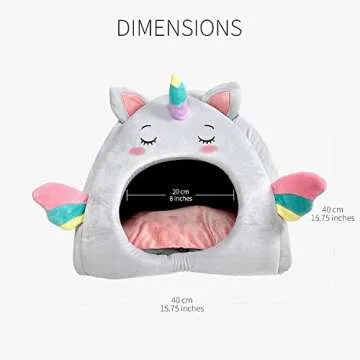 Creative Pets Unicorn Pet House, Dog Cat Bed, Comfortable Material, Small Dogs and Cats, Cute Animal Lair, Indoor Furry Friend House Den, Warm Cat Bed, Cute Fun Cozy Pet Bed