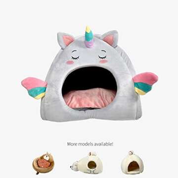 Creative Pets Unicorn Pet House, Dog Cat Bed, Comfortable Material, Small Dogs and Cats, Cute Animal Lair, Indoor Furry Friend House Den, Warm Cat Bed, Cute Fun Cozy Pet Bed