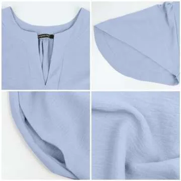 ROYLAMP Women's Elegant Pleated Dress V-Neck Oversized Flutter Sleeves Summer Shift Casual Mini Dresses with Pockets Light Purple L