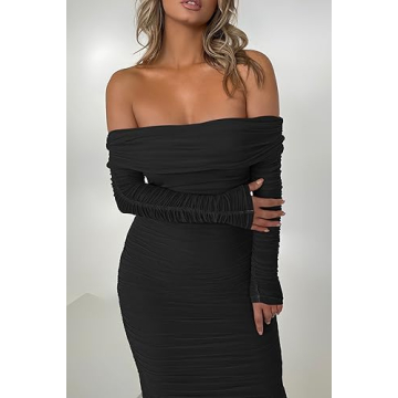 Stylish PRETTYGARDEN Women's Off Shoulder Maxi Dress