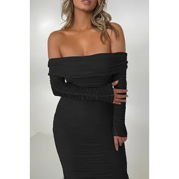 Stylish PRETTYGARDEN Women's Off Shoulder Maxi Dress