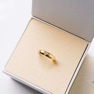 espere CZ Paved Heart Signet Ring 18K Gold Plated | Minimal Dainty Pinky Ring | Simple Small Stackable Heart Ring Promise Ring Birthday Gift for Her [Size 5]