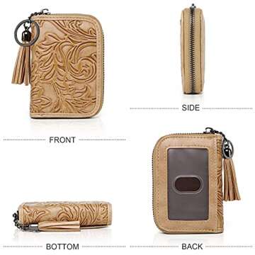 MEITRUE Credit Card Wallets for Women Leather Embossed RFID Women's Wallets Trifold Clutch Long Ladies Purse Card Holder Wallet Organizer 2214-1 (z-3-apricot)