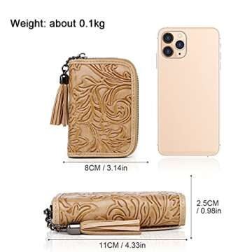 MEITRUE Credit Card Wallets for Women Leather Embossed RFID Women's Wallets Trifold Clutch Long Ladies Purse Card Holder Wallet Organizer 2214-1 (z-3-apricot)