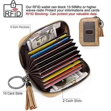 MEITRUE Credit Card Wallets for Women Leather Embossed RFID Women's Wallets Trifold Clutch Long Ladies Purse Card Holder Wallet Organizer 2214-1 (z-3-apricot)