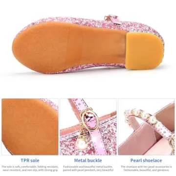 Qimaoo Toddler Girls Dress Shoes Glitter Party Mary Janes