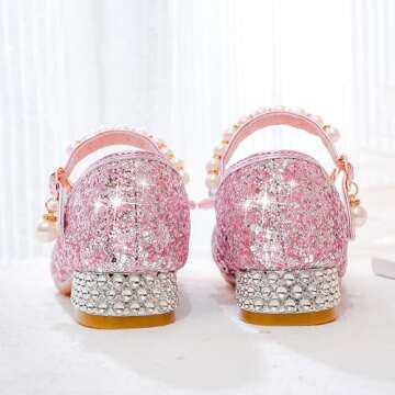 Qimaoo Toddler Girls Dress Shoes Glitter Party Mary Janes