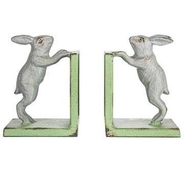 Creative Co-Op Rabbit Bookends - Rustic Charm for Home