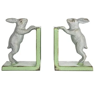 Creative Co-Op Rabbit Bookends - Rustic Charm for Home