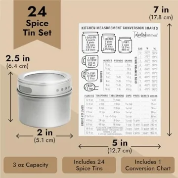 Talented Kitchen Magnetic Spice Jars - 3oz Metal Containers with Labels