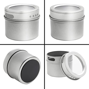 Talented Kitchen Magnetic Spice Jars - 3oz Metal Containers with Labels