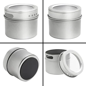 Talented Kitchen Magnetic Spice Jars - 3oz Metal Containers with Labels