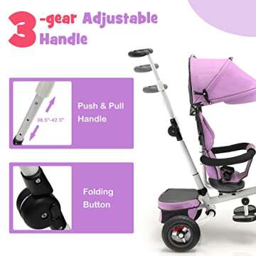 Costzon 4-in-1 Toddler Tricycle with Adjustable Canopy