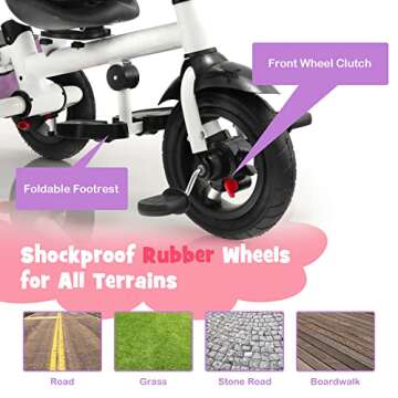 Costzon 4-in-1 Toddler Tricycle with Adjustable Canopy