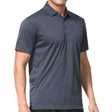 Men's Dry Fit Golf Polo Shirt (as1, Alpha, m, Regular, Regular, Black Heather)