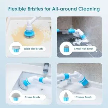 Oraimo Electric Spin Scrubber, Electric Bathroom Scrubber, 430RPM Cordless Shower Scrubber with Adjustable Extension Arm for Bathroom, 4 Replaceable Brushes for Bathtub, Grout, Tile, Wall, Floor, Sink