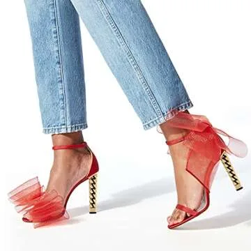 FSJ Chunky High Heels with Gold Chain - Stylish Sandals