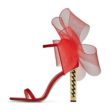 FSJ Chunky High Heels with Gold Chain - Stylish Sandals