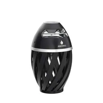 ANERIMST Outdoor Bluetooth Speakers, Waterproof Wireless Speakers with Torch Flame Light, Cool Gadgets for Men Women, LED Lantern for Gardening Camping Patio Hot Tub, 2 Pack (Black)