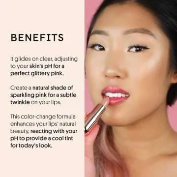 Winky Lux Glimmer Balm, pH Lip Balm, Color Changing Lipstick and Tinted Lip Balm, Vegan & Cruelty Free Lip Balm, Hydrate & Plump, Pink Shimmer Lipstick, Ros