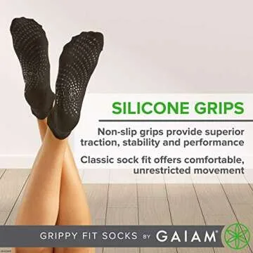 Gaiam Yoga Socks - Non Slip Sock Grips for Yoga & Home Use