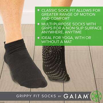 Gaiam Yoga Socks - Non Slip Sock Grips for Yoga & Home Use