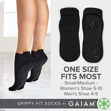 Gaiam Yoga Socks - Non Slip Sock Grips for Yoga & Home Use