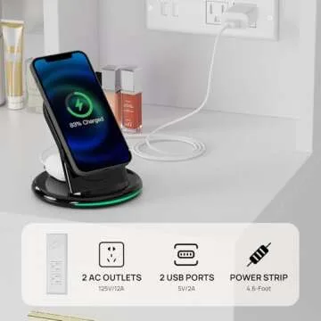 walsport LED Makeup Vanity Desk with Power Outlet  - White