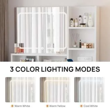 walsport LED Makeup Vanity Desk with Power Outlet  - White