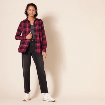 Amazon Essentials Women's Classic-Fit Plaid Flannel Shirt