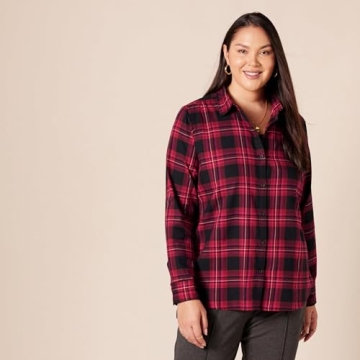 Amazon Essentials Women's Classic-Fit Plaid Flannel Shirt